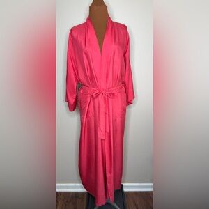 Vintage Lillian Vernon 100% Silk Full Length Robe Kimono Pockets Belted OS